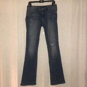 Bootcut jeans with slight distressing